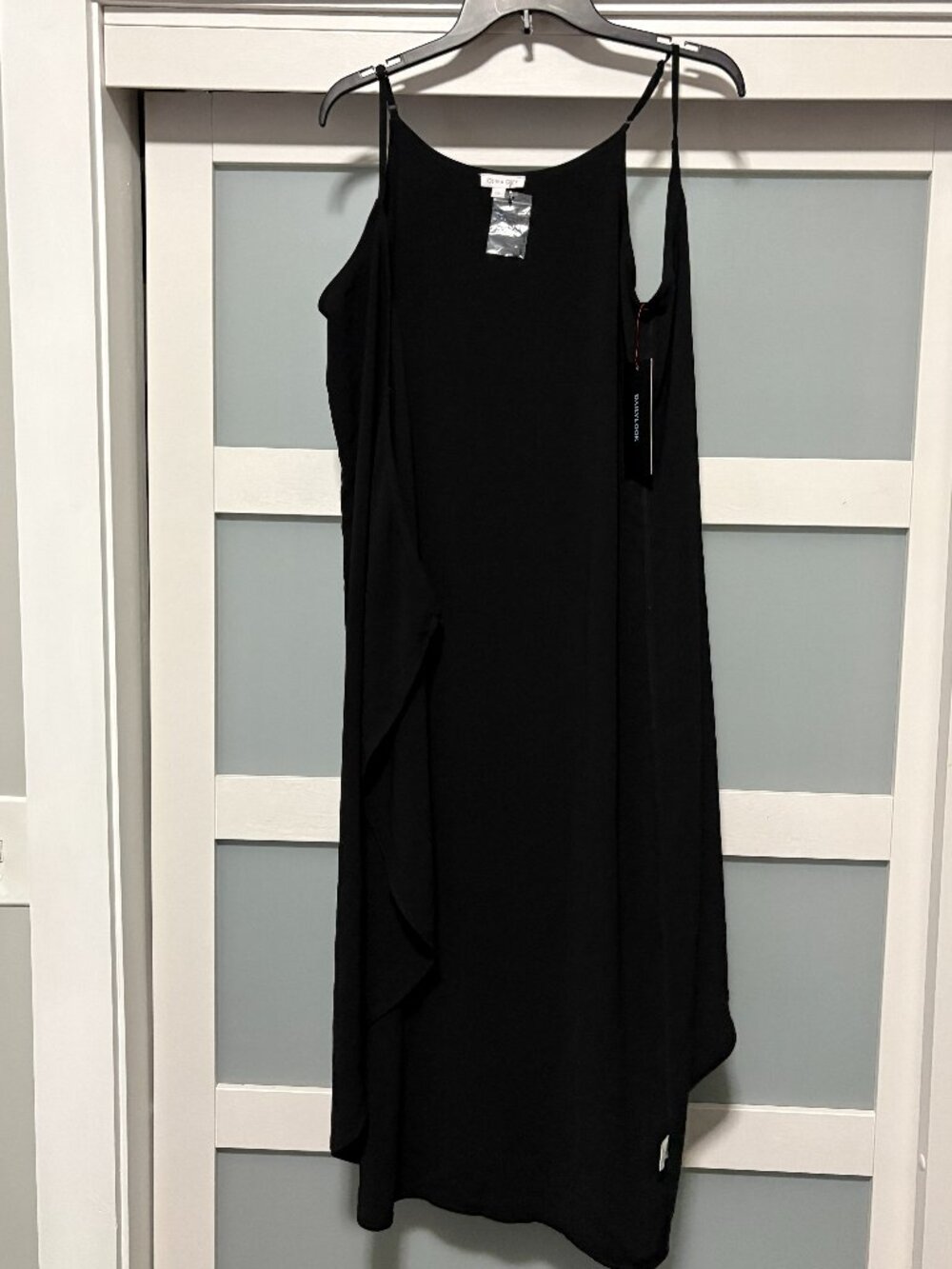 Olivia Grey Daily Look Fauz Wrap Sleevless Spagetti Strap Dress sz M NWT NEW